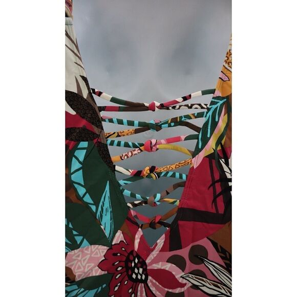 Bleu by Rod Beattie Sz 10 Multi Lace-Up Over-the-Shoulder 1-Piece Swimsuit $129 - Picture 4 of 16